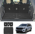 LASFIT Floor Mat with Backrest Mat Ford Expedition Max & Lincoln Navigator L 2025 2026(fit 7 and 8 Seats),Costom Fit All Weather Protection TPE Easy Clean Cargo Liners,4pcs,Black