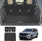 LASFIT Floor Mat with Backrest Mat Ford Expedition Max & Lincoln Navigator L 2025 2026(fit 7 and 8 Seats),Costom Fit All Weather Protection TPE Easy Clean Cargo Liners,4pcs,Black