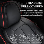 Coverado Car Seat Covers Full Set, Premium Nappa Leather Seat Covers for Car, Waterproof Car Seat Protector with Lumbar Suppo