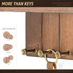Rebee Vision Rustic Pine Wood Key Holder Wall Mount - Fun Key Holder for Wall with 7 Hooks and Charming Wall Shelf for Hangin