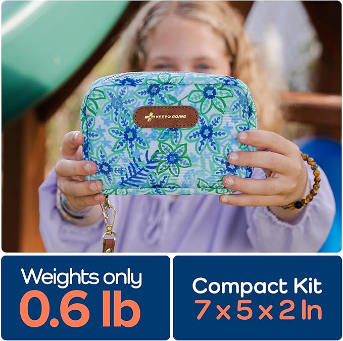KeepGoing Travel First Aid Kit for Kids – 130 Pc. for Car, Home, Purse, Diaper Bag & Backpack with Latex-Free Bandages - Mini