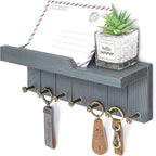 Rebee Vision Pine Wood Key Holder Wall Mount – Rustic Key Holder for Wall with Charming Wall Shelf for Mail, Perfume & Little
