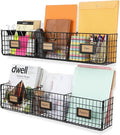 Wall35 Amalfi Hanging File Folders Office Desk Organizer Wall Mount Wire Basket Storage Magazine Holder 3 Sectional Set of 2 