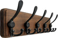 Dseap Coat Rack Wall Mounted - 5 Tri Hooks, Heavy Duty, Wooden Wall Coat Hanger Coat Hook for Clothes Hat Jacket Clothing, Na