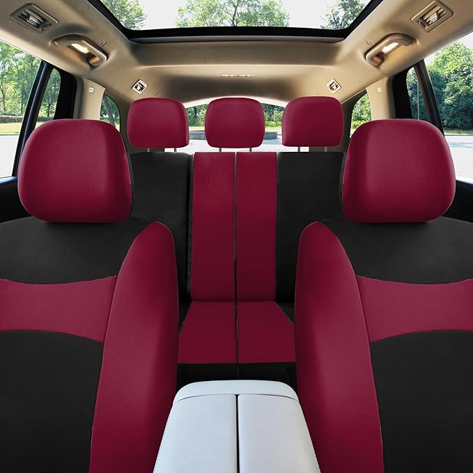 FH Group Car Seat Covers Full Set Cloth,Universal Fit combo,Washable Automotive Seat Covers,Low Back Front Seat Covers,Airbag