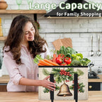 Reusable Grocery Bags Heavy Duty Shopping Bags Foldable Large Tote Bags with Long Handles & Hard Bottom