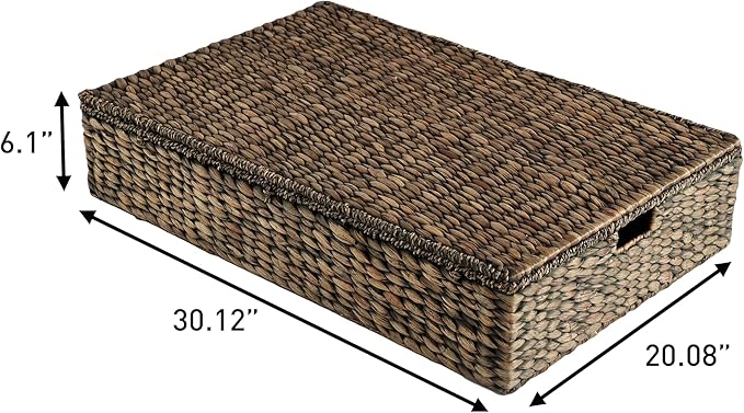 happimess BSK2015B Holden 30" Classic Costal Hand-Woven Hyacinth Wicker Under Bed Storage Basket with for Storage and Decorat