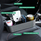 Car Seat Organizer Cup Drink Holders,Multifunctional Gap Filler Storage Box,Insert Organization Helps Reduce Distracted Driving&Holds Phone Mount Mug Bottle Cellphones Coasters Wallet Cards (Gray)