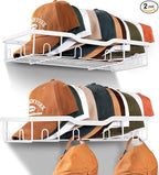 KEETDY Metal Hat Racks for Baseball Caps Wall Hat Organizer Fit 20 Caps Holder, 2 Packs Sturdy Wall Mounted Hat Storage Organ