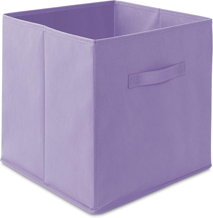 Casafield Set of 6 Collapsible Fabric Cube Storage Bins, Lavender - 13" Foldable Cloth Baskets for Shelves, Cubby Organizers 