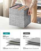 SONGMICS Storage Cubes, 11.8-Inch Non-Woven Fabric Bins with Double Handles, Set of 6, Closet Organizers for Shelves, Foldabl