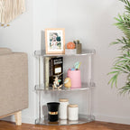 Sezanrpt 3 Tier Acrylic Corner Shelf Organizer Storage 9.5x9.5x15.7 Inch, Transparent Countertop Corner Shelf for Bathroom, K