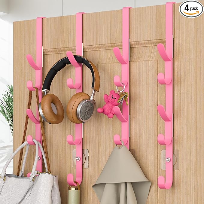 Over The Door Hooks, Metal Door Hooks for Hanging, Over The Door Purse Organizer for Coat Hanger, Back of Shower Door for Han