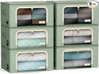 Sorbus Storage Bins with Metal Frame - Stackable & Foldable Clothes Organizer Bags - Oxford Fabric Storage Containers with La