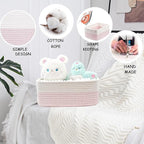COMFY-HOMI 13" x 8.5" x 5.1" Storage Baskets for Organizing | Cotton Rope Woven Basket | Toy Storage Bin Box | Basket for She