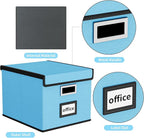 Huolewa Decorative File Organizer Document Storage Boxes with Lids, Linen Hanging Filing Storage Boxes, Decorative Home/Offic