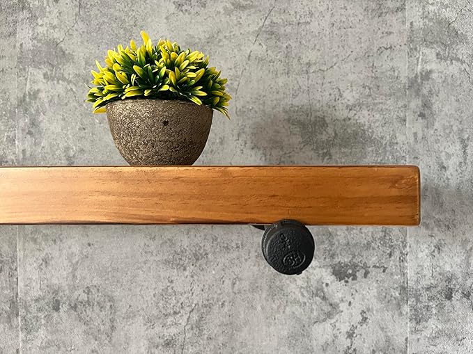 Industrial Pipe Wall Wood Shelves,Real Wooden Shelves 60" in Special Brown Color with 11.8" Extra Width, Modern Floating Shev