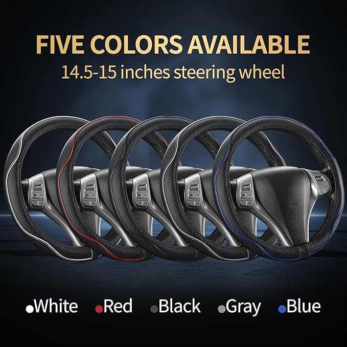 Steering Wheel Cover,Anti-Slip, Safety,Soft,Breathable,Heavy Duty,Thick,Full Surround, Sports Style,Universal Car Accessories