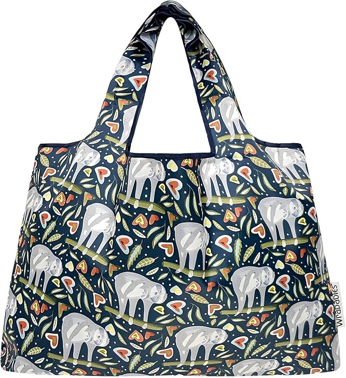 allydrew Large Foldable Tote Nylon Reusable Grocery Bags, 6 Pack