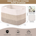 ICERZCZ Storage Baskets for Organizing Shelves, Woven Cotton Rope Bins for Baby Nursery Organization, Book Toy Towel Organize