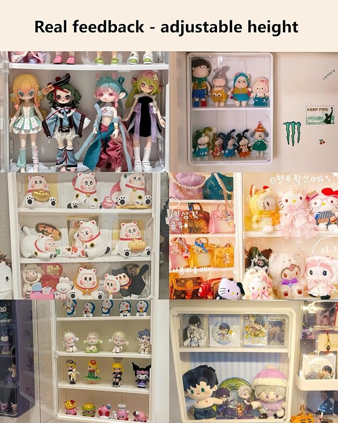 HGYZE Clear Display Case for Figures, 15.75" High, Wall Mounted Shelf with Magnetic Door, Hanging Display Case for Collectibl