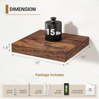 Vivelove 12x12 Floating Shelves for Wall, 12" Deep Shelves with Invisible Brackets, for Living Room Bedroom Bathroom, Farmhou