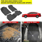 TPE Floor Mats for 2022-2026 Honda Civic Sedan Hatchback Si(Include Sport， All Weather Car Floor Liners Fit Honda Civic Accessories Black