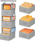 Pipishell Hanging Closet Organizer 6-Shelf, Hanging Shelves for Closet with 3 Removable Drawers & Side Pockets for Bedroom, G