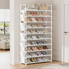 LUKYTOWER Tall Shoe Rack 10 Tier Shoe Racks Organizer for Closet 40-45Pairs,Large Capacity Storage Rack for Shoes with 5Hooks