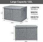 122L Large Toy Chest Box with Lid, Foldable Toy Storage Organizer Bin Boxes with Removable Divider for Kids, Boys, Girls, Nur