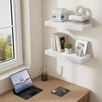 Dreamland 20 Inch Long Floating Shelves in White,6.7 Inch Deep Floating Shelf for Wall,Large Display & Storage Shelf, Wall Sh