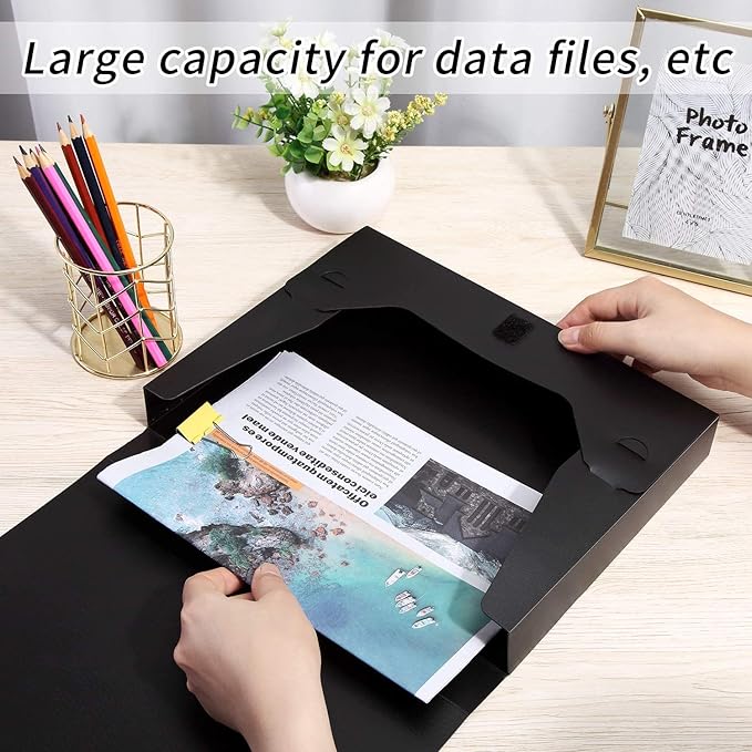 HUA JIE A4 Storage File Boxes Plastic Archives Cases with Lid, File Folder Organizer Document Filing Box for office, Letter S