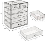 Sorbus Acrylic Makeup Organizer Set, 6-Drawer Vanity & Countertop Cosmetic Storage with Small & Wide Drawers, Black Jewel Mak
