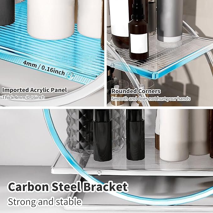 Perfume Organizer for Bedroom Dresser- Sliver Makeup Organizers for Vanity, 2 Tier Bathroom Countertop Organizer Perfume Tray