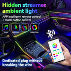 Dream Color Acrylic Interior Car Ambient Light Kit, Bphuny 22 in 1 593 LEDs Fiber Optic Multiple Modes Decoration Atmosphere Lights with Music Dynamic Rainbow Rhythm, RGB Neon Lights for All Cars