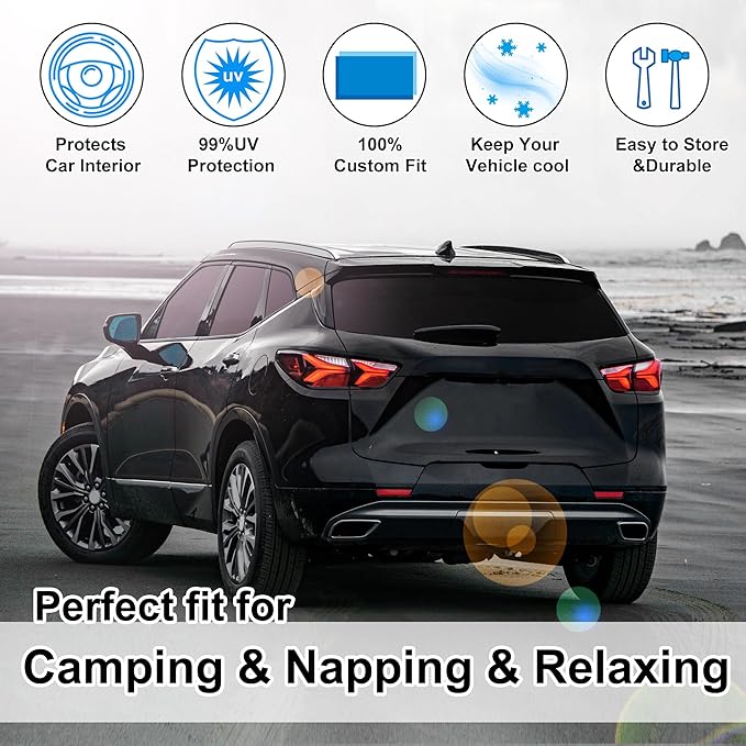 TINGLU Window Shades for Chevrolet/Chevy Blazer 2019-2024 Accessories Side Full Windows Rear Triangular Windshield Sun Shade Sun UV Rays & Privacy Protection for Camping,Napping,and Relaxing 8PCS