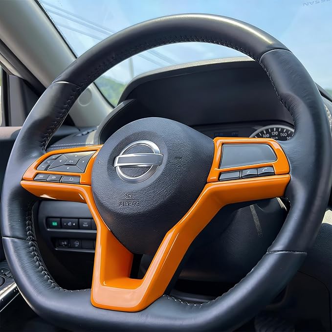 Orange Steering Wheel Interior Decoration Cover Trim Accessories for Nissan Altima(2019-2024),for Sentra/Versa(2020-2024),for Leaf/Kicks(2018-2024),for Rogue(2017-2020),for Rogue Sport