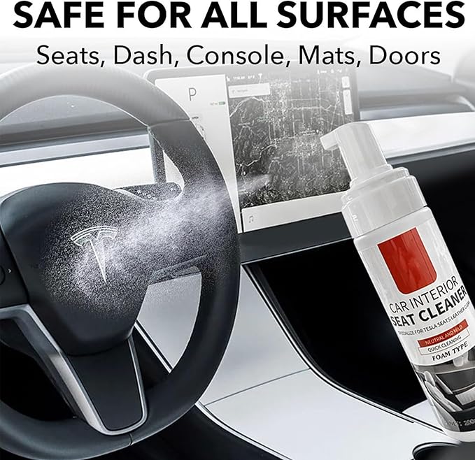 Interior Cleaner for Tesla White & Black Vegan Leather Seat Protectant Car Care Cleaning Kit Stain Remover Safe for Tesla Mod