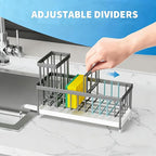 Cisily Sponge Holder for Kitchen Sink, Sink Caddy Organizer with High Brush Holder, Kitchen Countertop Organizers and Storage