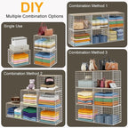 6 Pack Closet Organizers And Storage, Stackable Closet Shelf Organizer Storage Bin Basket For Clothes Sweaters With Top Board