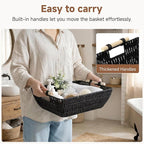 StorageWorks Large Wicker Storage Basket for Organizing, Toilet Paper Baskets for Shelf, Paper Rope Storage Baskets with Wood