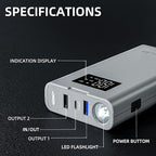 IDEAPLAY Jump Starter, 1500A Car Battery Jump Starter Portable for Up to 7.0L Gas and 5.5L Diesel Engine,Type C Fast
