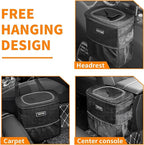 HOTOR 3 Gallons Car Trash Can, Ultra Large Capacity Organizer and Storage with Adjustable Straps & Magnetic Snaps, Waterproof Car Accessory for Interior Car Stuff Storage, Black