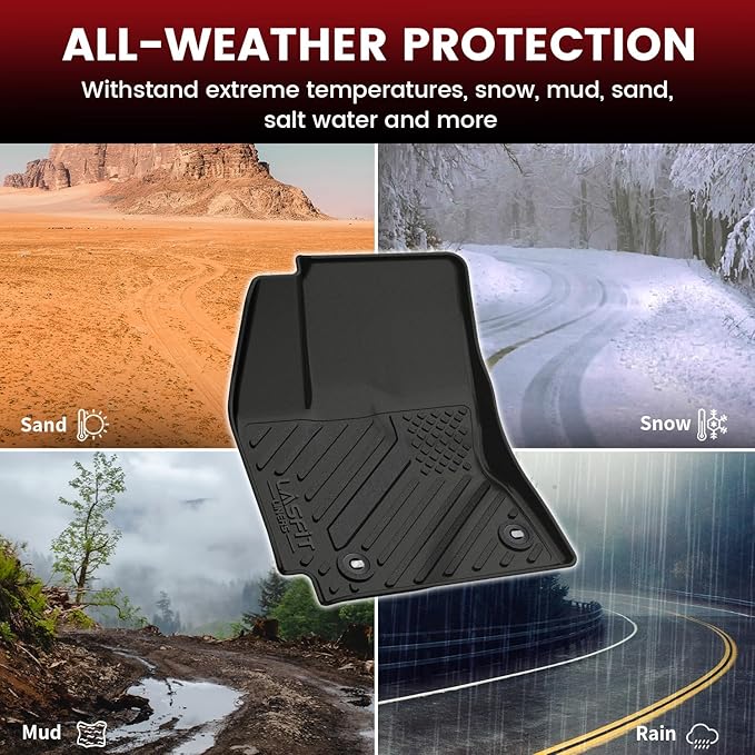 LASFIT Floor & Cargo Mats for Toyota Corolla Sedan 2014-2019, All Weather TPE Custom Fit Car Liners for Toyota Corolla Accessories 1st & 2nd Row and Trunk Mats, Easy to Clean, Black