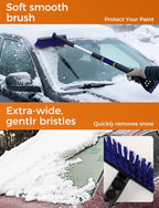 34" Extendable Ice Scrapers for Car Windshield 2-in-1 Snow Brush for Car Snow Scraper for Car Snow Scraper and Drush with Ergonomic Foam Grip for Cars, Trucks, SUVs with 360° Pivoting Brush Head Blue
