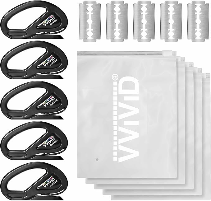 VViViD Safety Cutter, Pack of 5, for Vinyl Car Wrap, Window Film, Stationary, with 5 blades and 5 storage bags