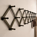 SKOLOO Accordion Wall Hanger with 28 Hooks, Modern Expandable Coat Rack Hat Rack for Wall, Solid Wooden, Dark Walnut Color