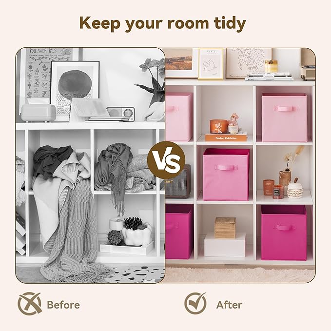 GRANNY SAYS 11 Inch Cube Storage Bins, Cube Storage Organizer, Fabric Collapsible Storage Bins with Handle, Storage Cubes for