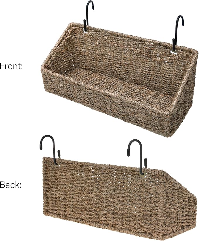 StorageWorks Woven Wall Baskets for Storage, Seagrass Baskets for Shelf, Wall Storage for Kitchen and Bathroom, Hanging Baske