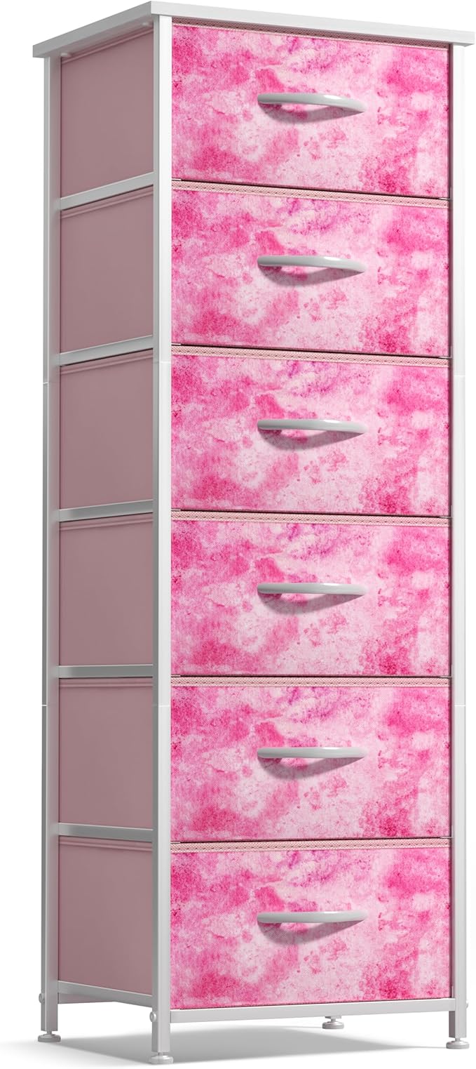 Sorbus Fabric Dresser for Kids Bedroom - Chest of 6 Drawers, Tall Storage Tower, Clothing Organizer, for Closet, for Playroom